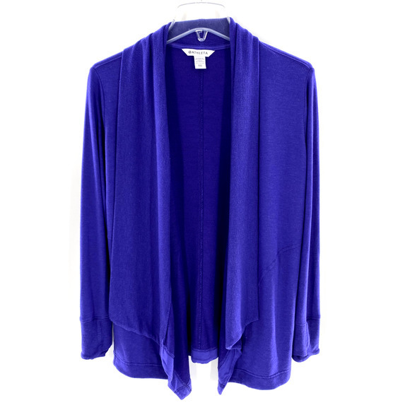 Athleta Tiburon Waterfall Cardigan Sweater Open Front‎ Purple Lagenlook Sz XXS - Picture 1 of 11